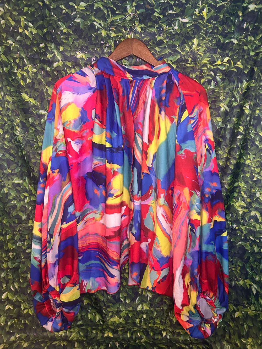 Multicolor Abstract Poncho Batwing Sleeve Top